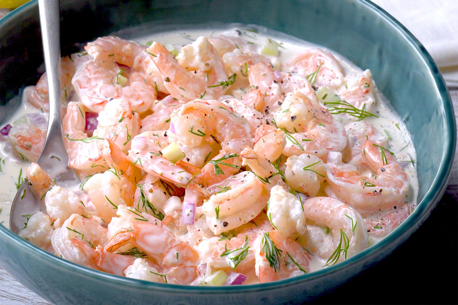 close shot of boiled shrimp in a large saucepan