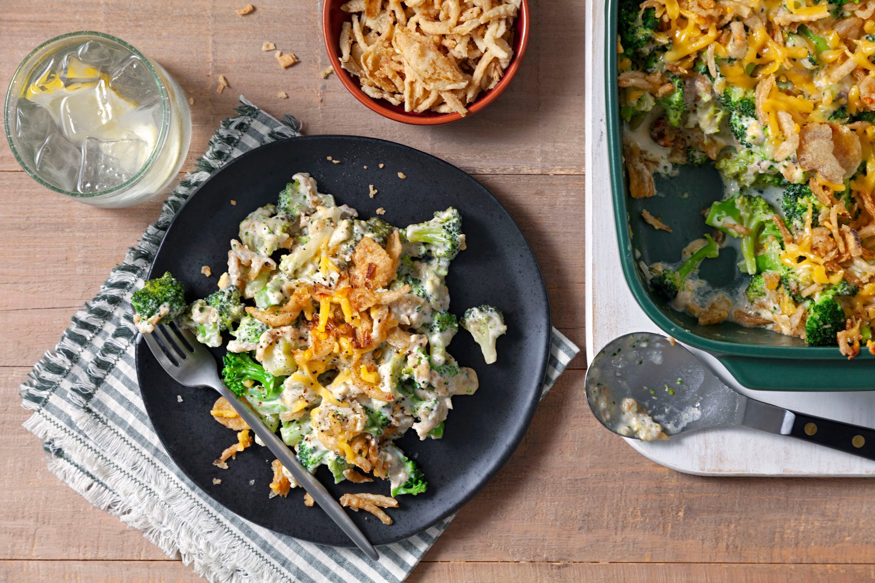 A Plate of Cheesy Cheddar Broccoli Casserole