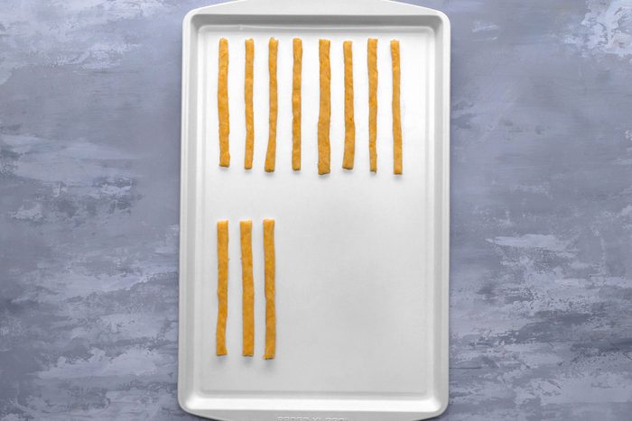 A baking sheets with cheese straws