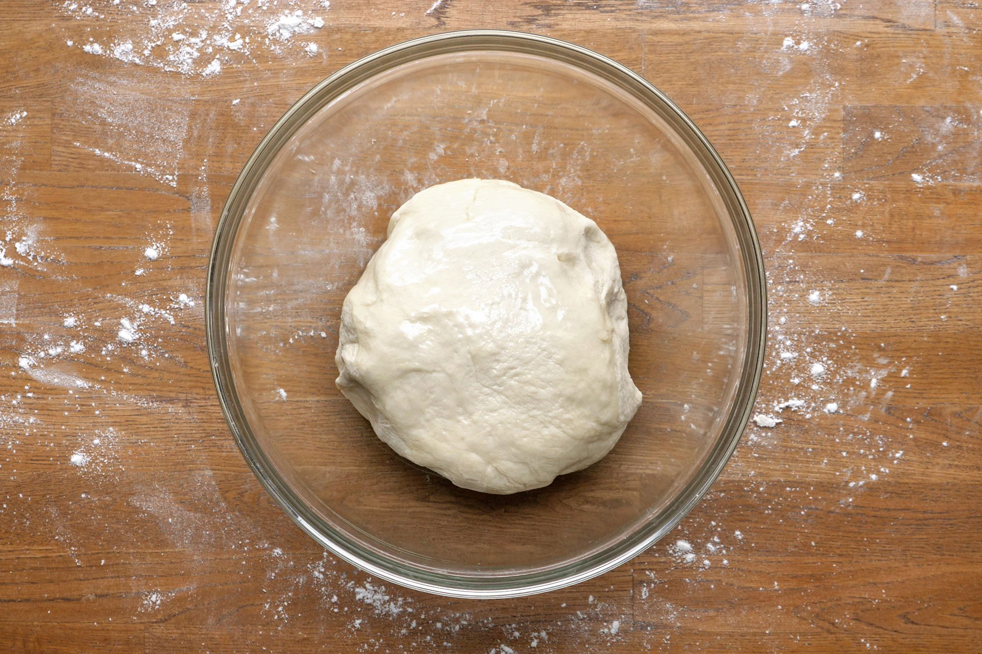 Place the dough in a large bowl that’s been greased with olive oil