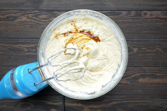 A prepared mixture of sour cream pound cake.