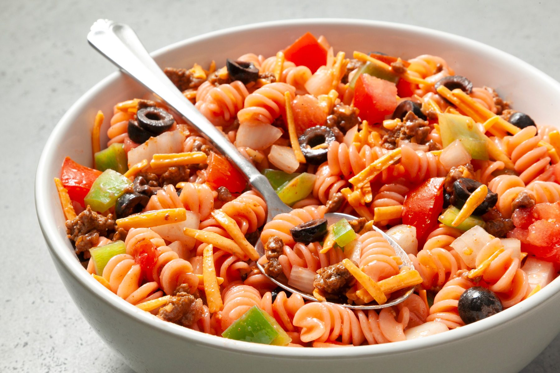 Cowboy Pasta Salad served in a bowl