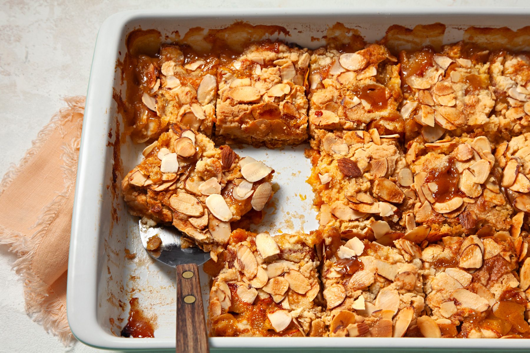 A tray of Peach Cobbler Dump Cake