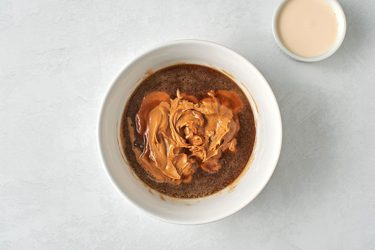 Add peanut butter and evaporated milk