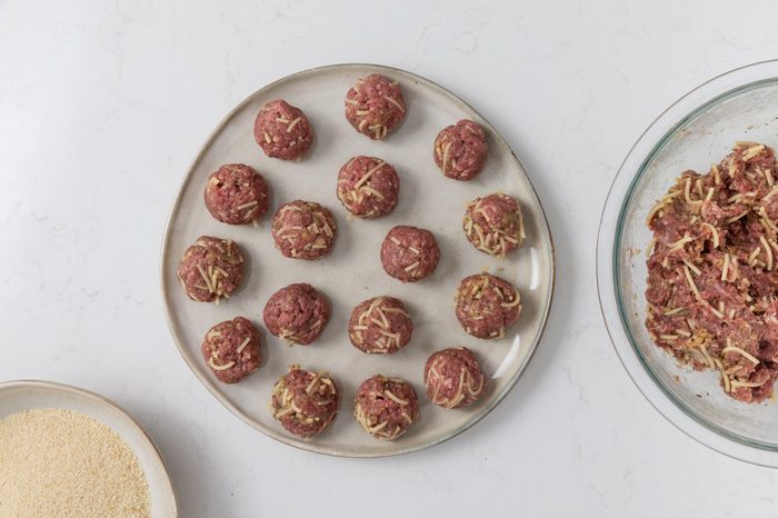 Meatballs being prepared.