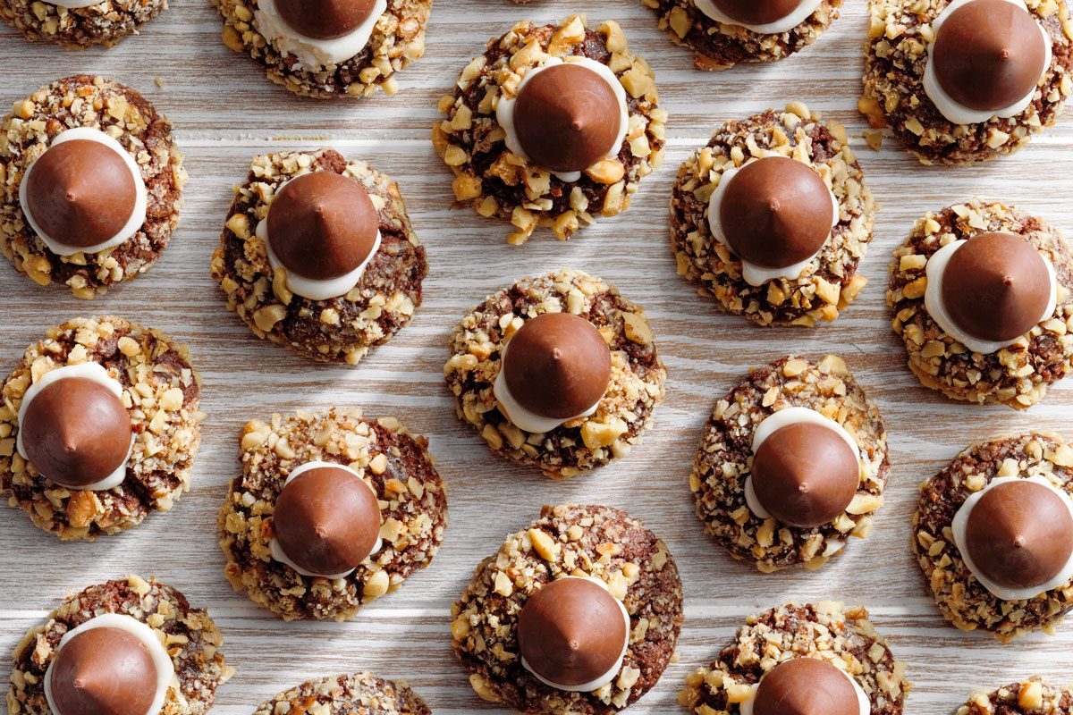 Top view of Chocolate Thumbprint Cookies