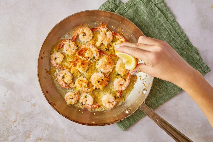 This Italian-style dish will give you that restaurant environment for those nights when you want something a little fancy. Shrimp is flavored with a light sauce made of garlic, lemon, oregano and white wine and then covered in a crust of panko bread crumbs mixed with Parmesan cheese.