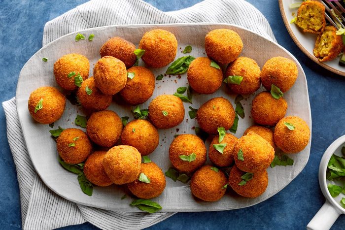 Top view of Chickpea Meatballs on a serving platter