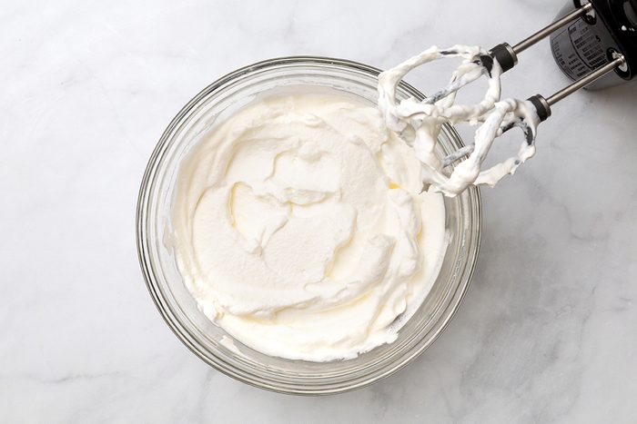 Mix Of Stiff Heavy Cream In A Bowl For 3 Ingredient Ice Cream