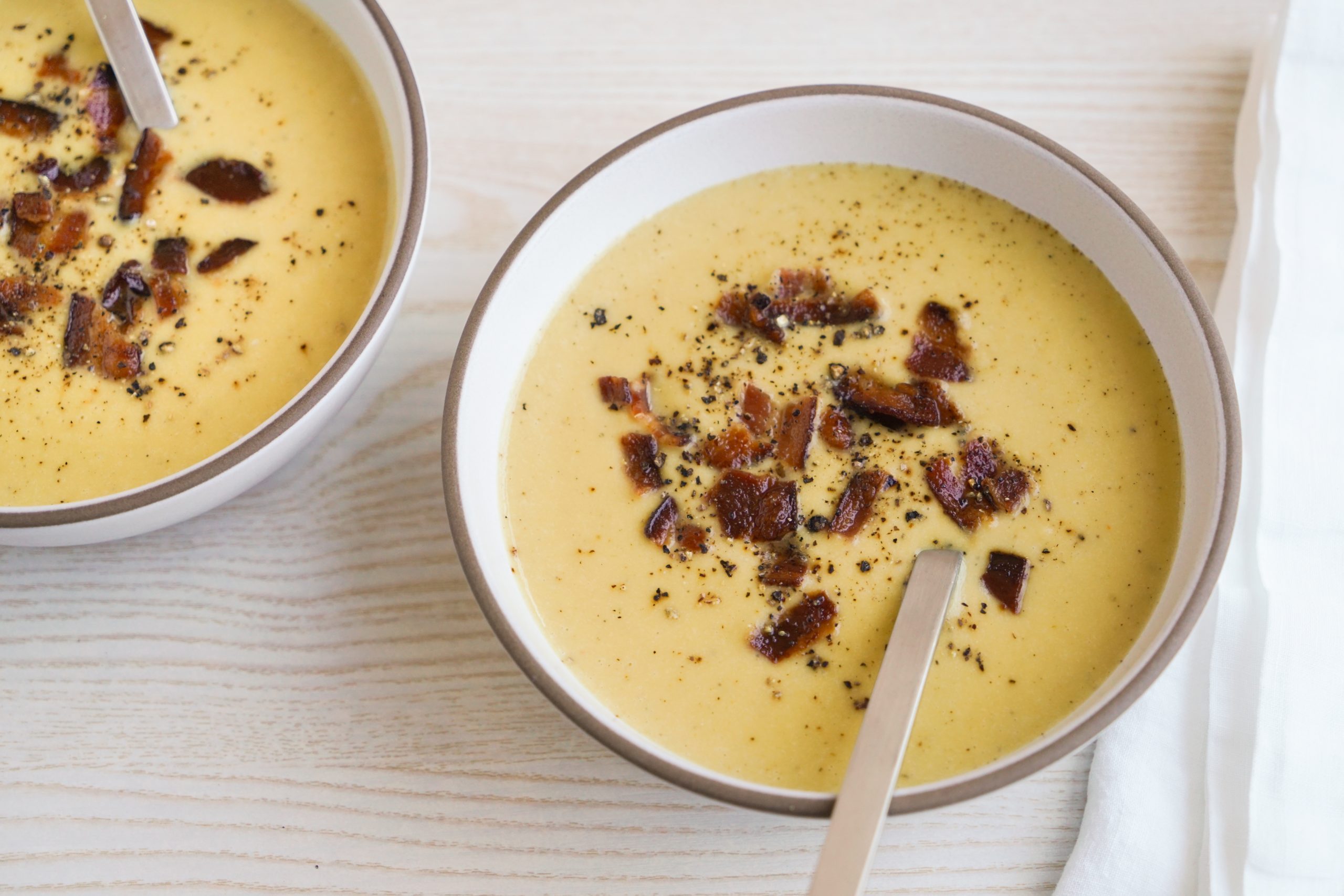 Acorn squash soup in bowls