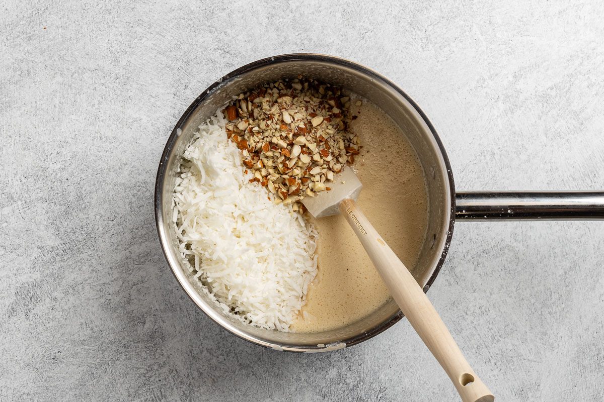 Taste Of Home Almond Joy Cake Recipe Photo Of Making The Filling.