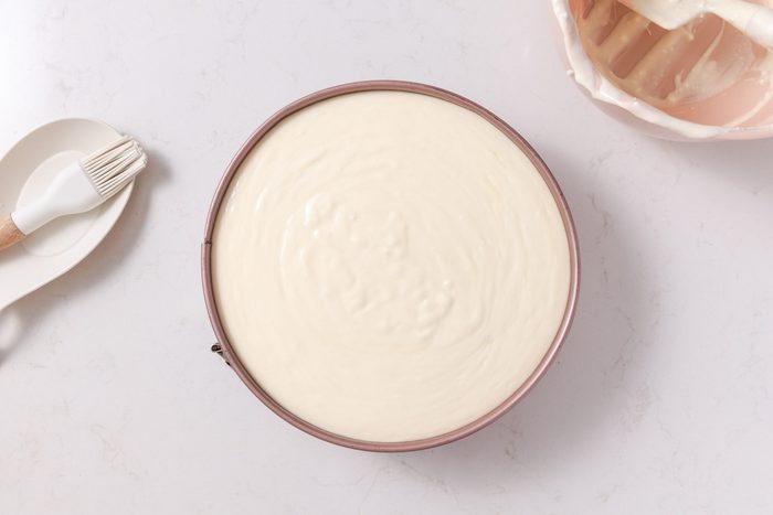 Batter ready and ready to bake in springform pan.