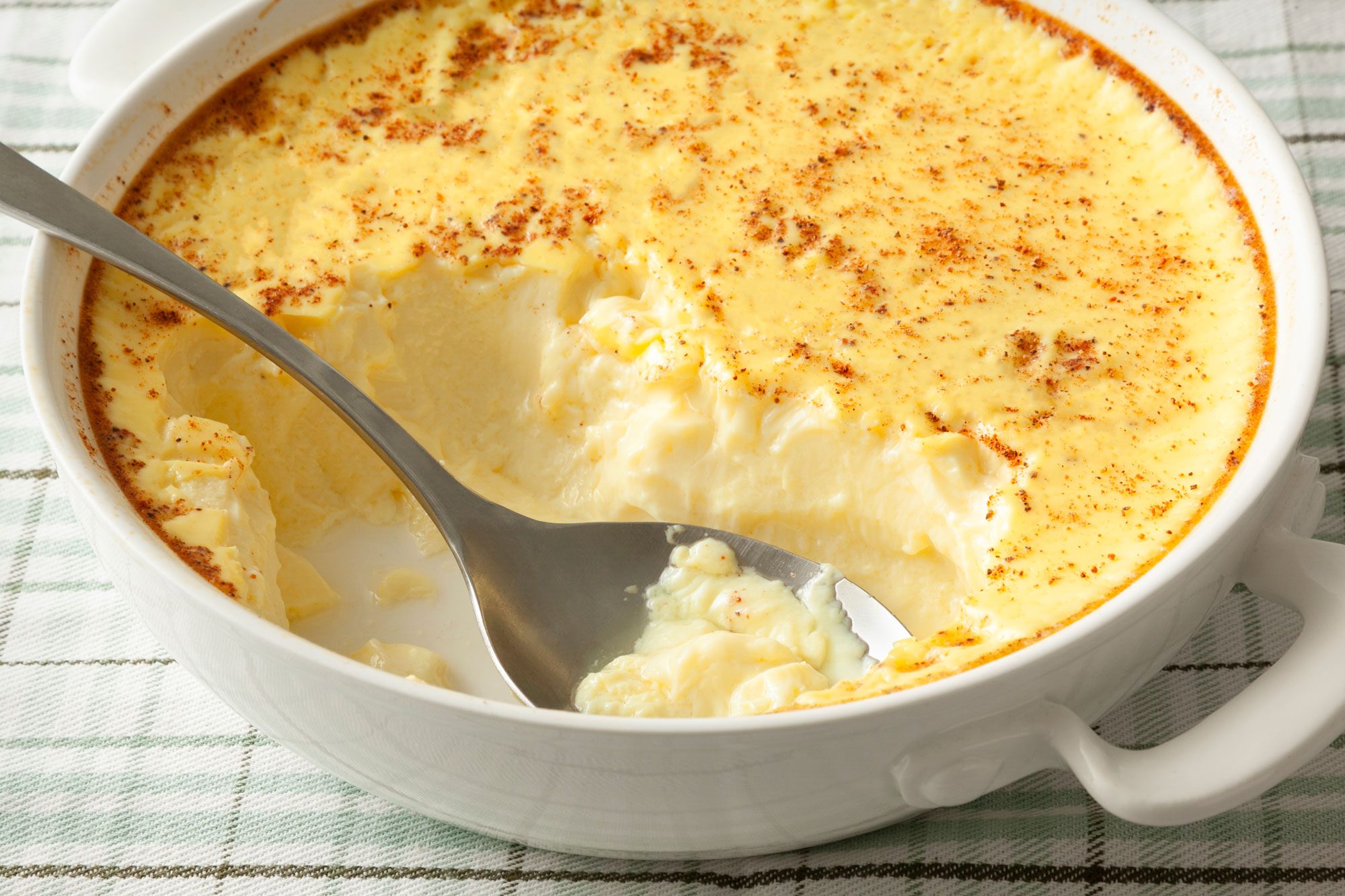 close shot of get well custard in a large bowl