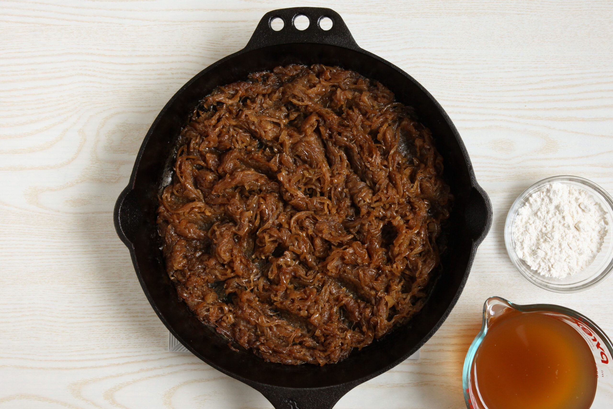 Cooking the base of French onion casserole
