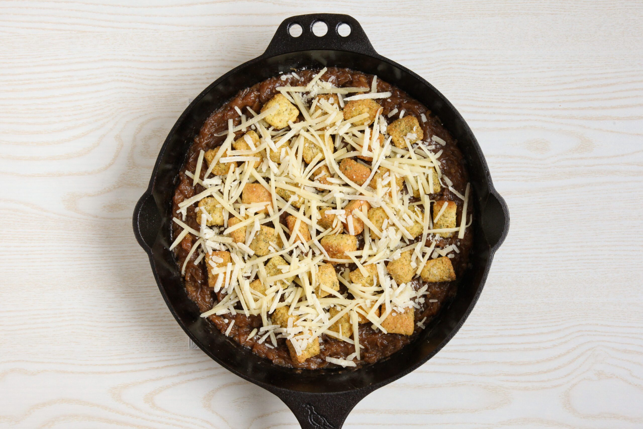 French Onion Casserole before broiling