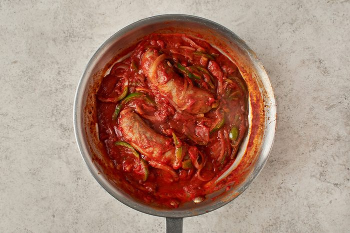 Saute veggies and add sausage