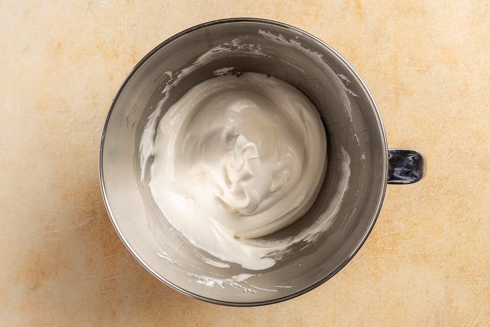 Taste of Home Lemon Meringue Cookies recipe photo of combining the ingredients for the meringue.
