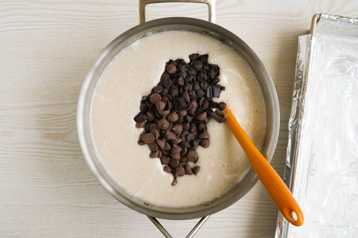 Melting chocolate into fudge base