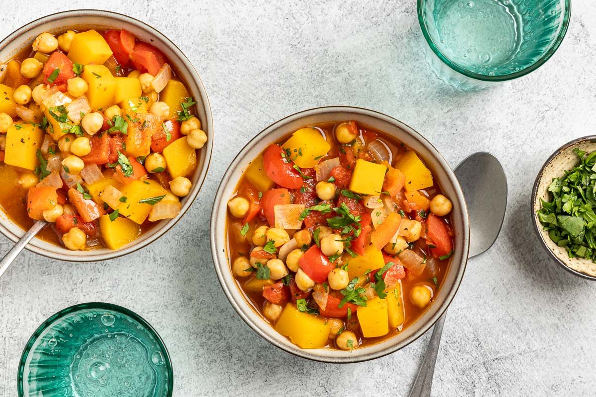 Taste of Home Moroccan Chickpea Stew recipe photo of the finished recipe served into bowls.