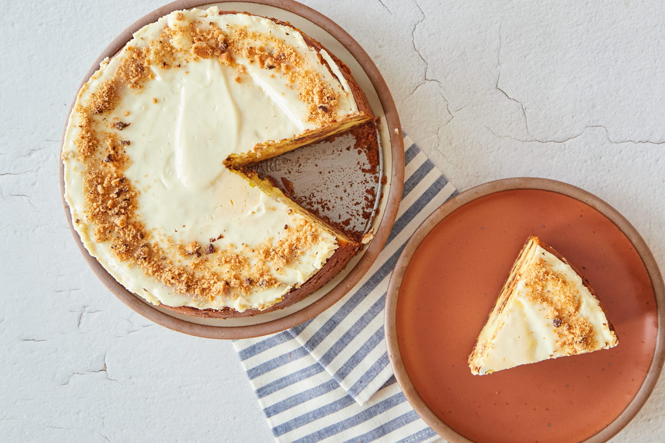 This chocolate chip cheesecake is a delicious treat.