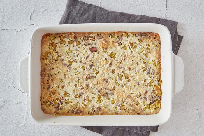 Bake the rhubarb bars.