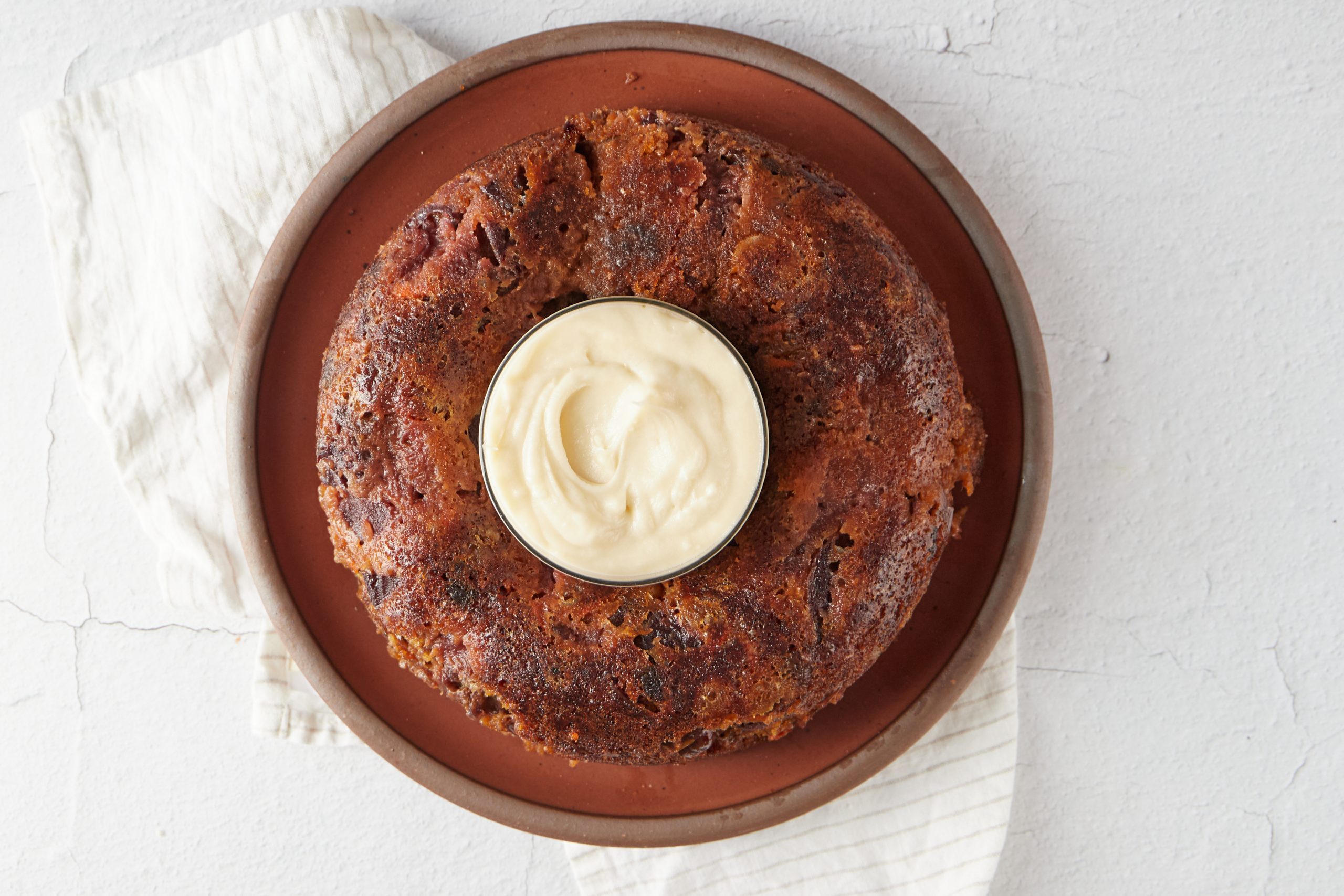 Plum pudding is a classic steamed dessert full of fruit.