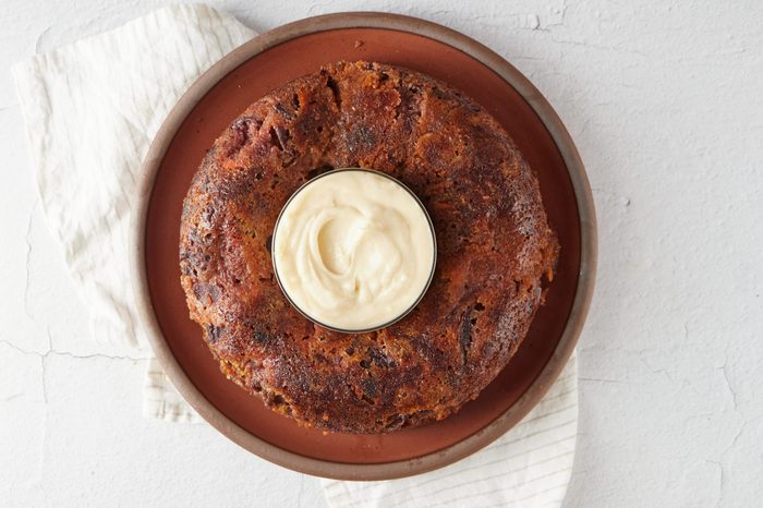 Plum pudding is a classic steamed dessert full of fruit.