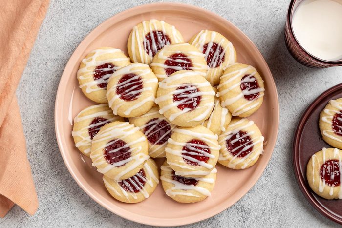 Taste of Home Raspberry Thumbprint cookies photo of the finished recipe.