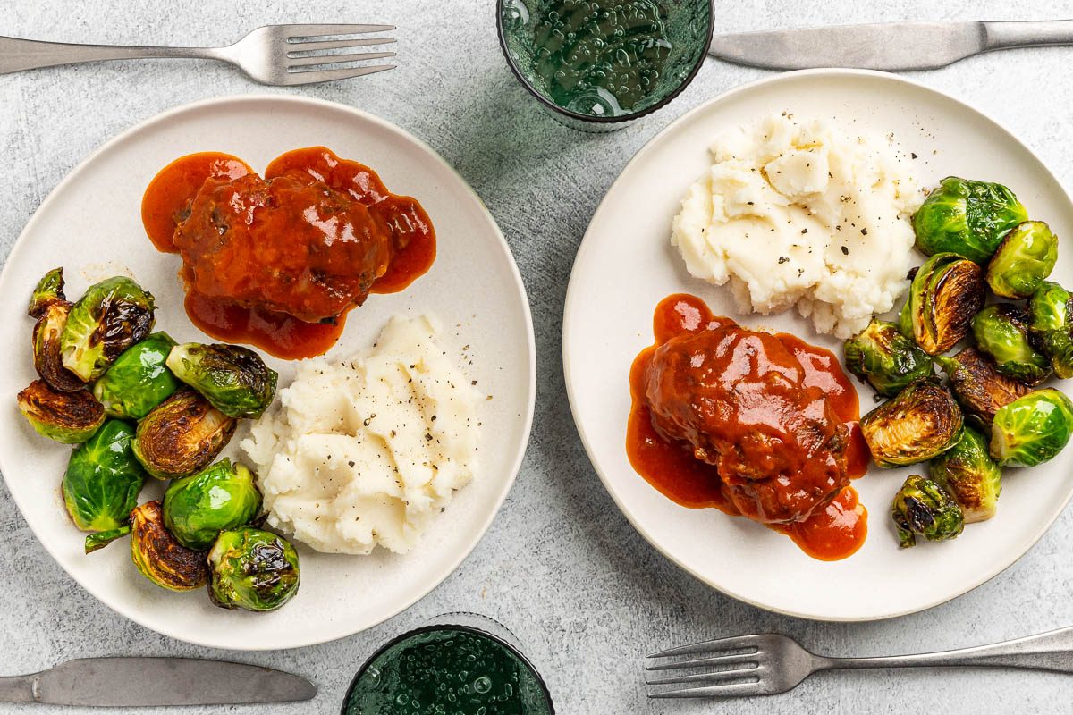 Taste of Home Skillet Meatloaf recipe photo of the finished recipe served on plates.
