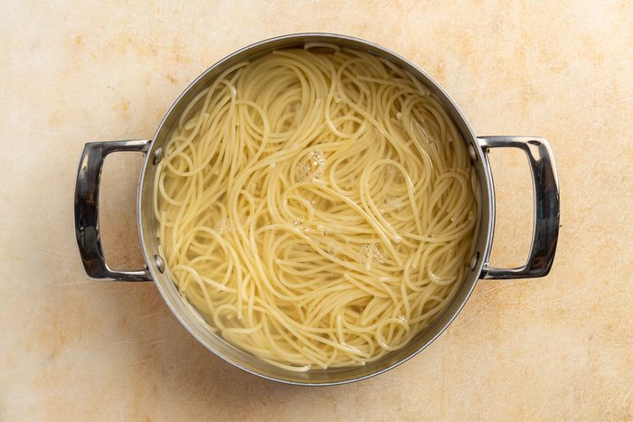 Taste of Home Skillet Pasta with Bacon and Egg recipe photo of the cooked pasta.