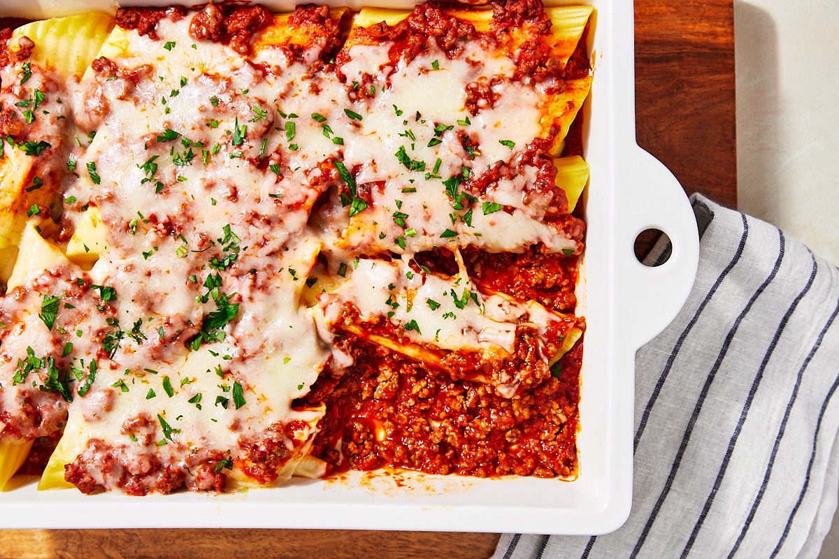 String Cheese Manicotti Hero- Finished manicotti in 9x13 dish