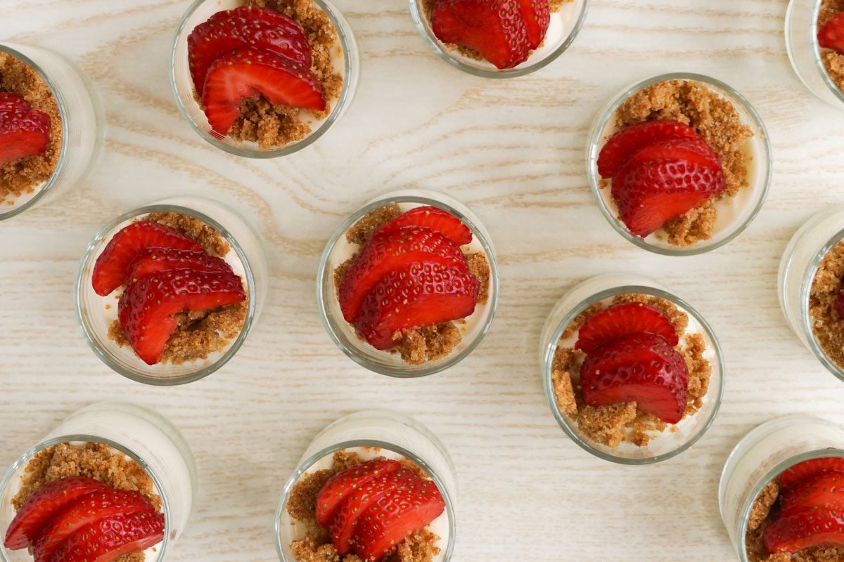 Cheesecake Mousse served in little glass jars