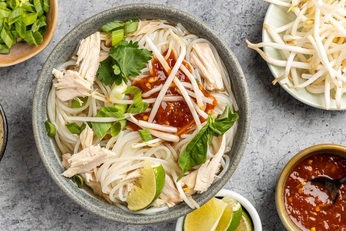 Taste of Home Thai Chicken Noodle Soup photo of the finished recipe in bowls.
