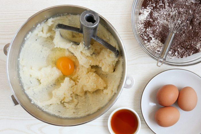 Mixing brownie batter