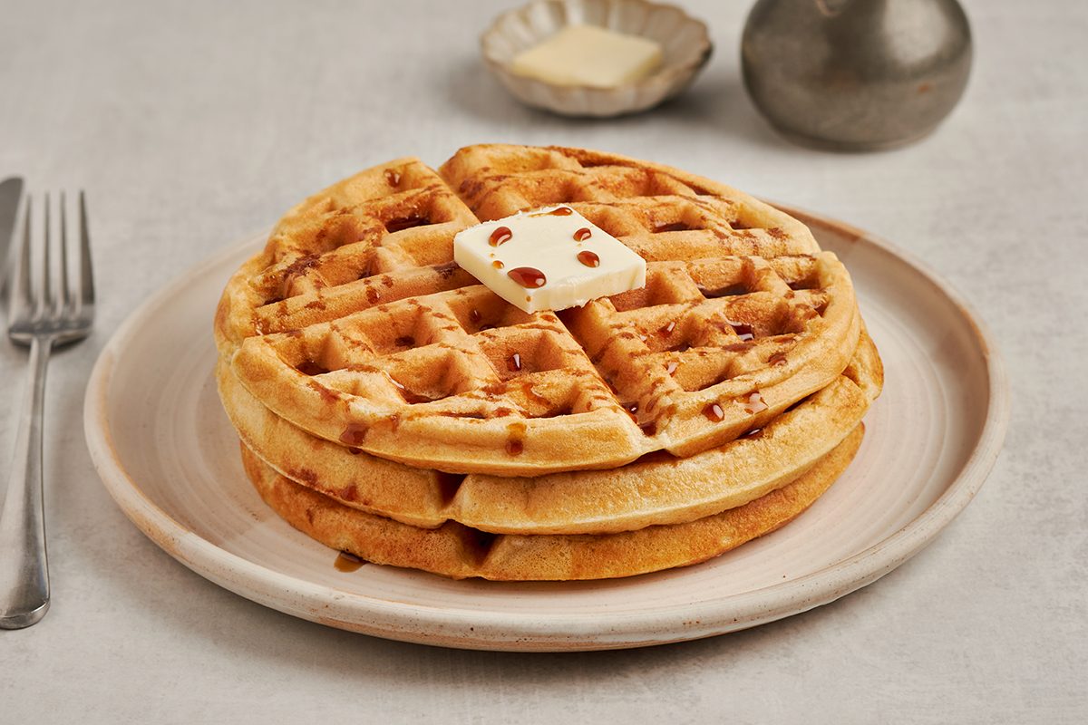 Start your day with these overnight yeast waffles by Taste of Home.