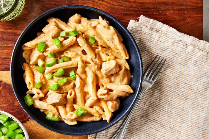Buffalo Chicken Pasta Hero- pasta in serving dish