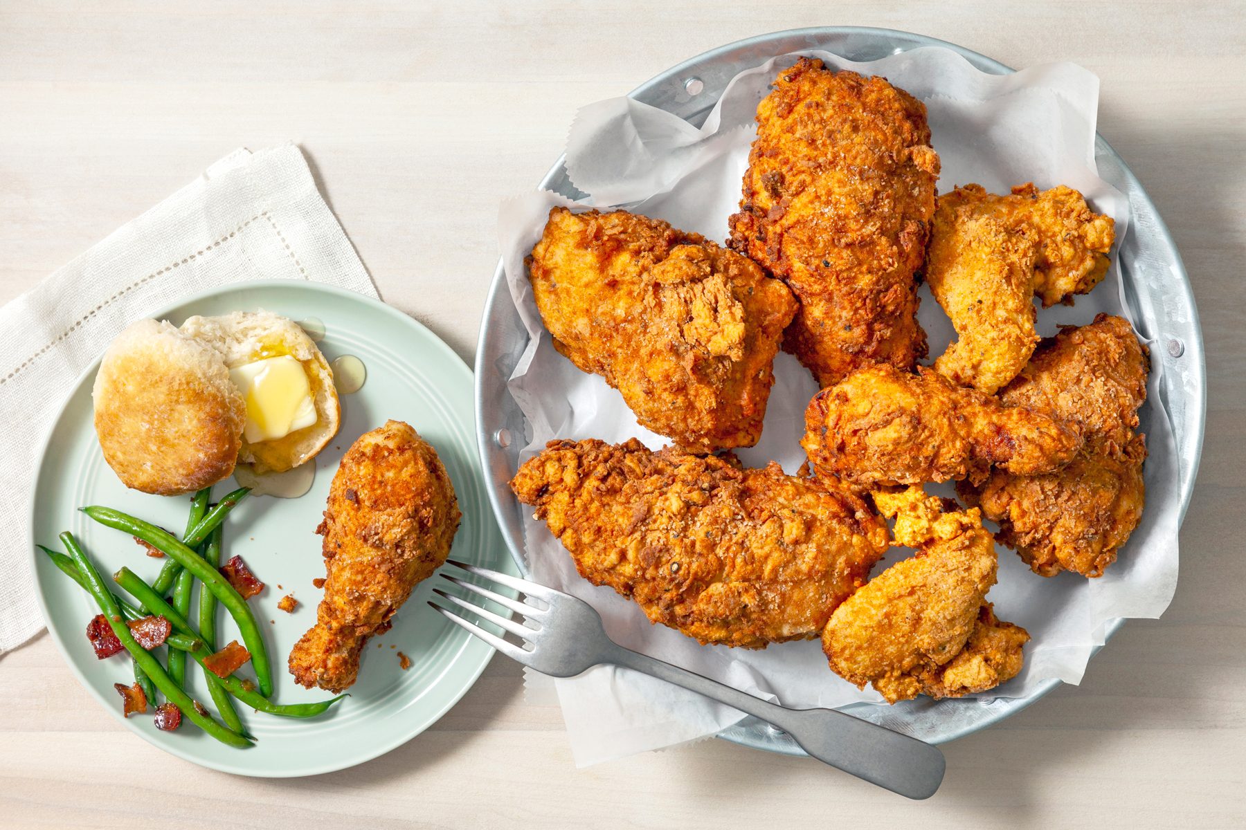 Buttermilk Fried Chicken top view shot