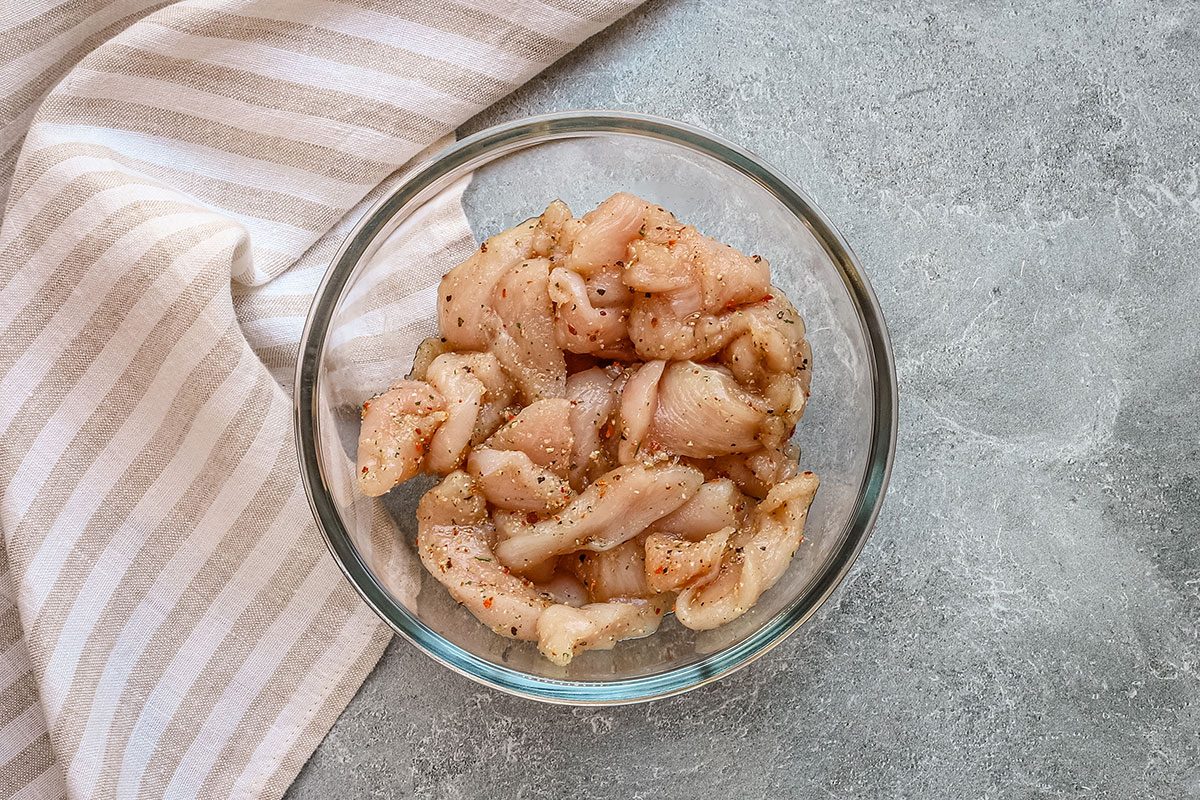 Seasoned chicken for chicken subs with Swiss cheese.