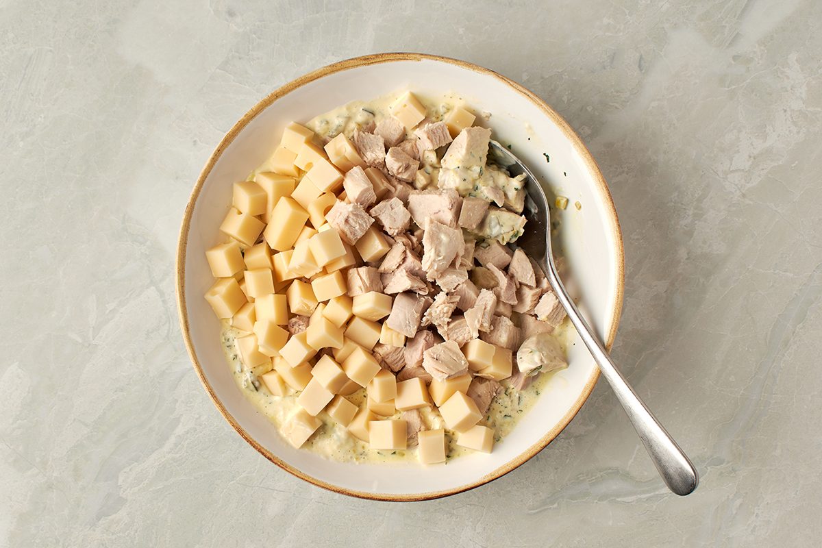 Add chicken and cheese