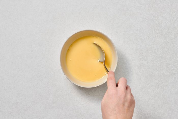 Dressing well combined in a small bowl