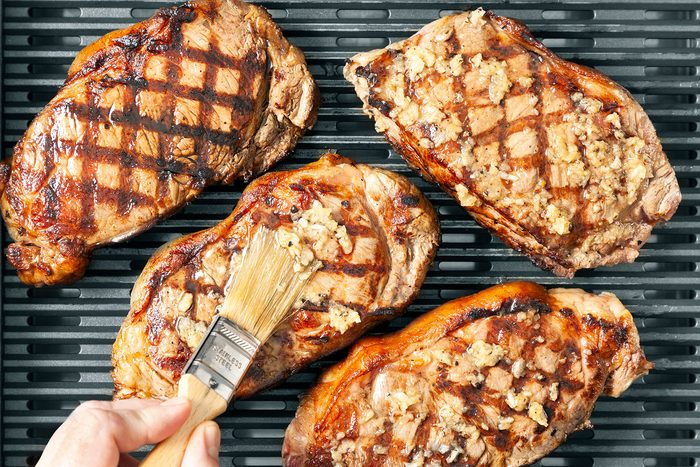 Brush generously with garlic mixture during grilling.