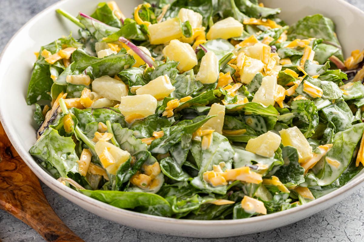 Taste of Home Hawaiian Salad recipe photo of the finished recipe in a serving bowl.