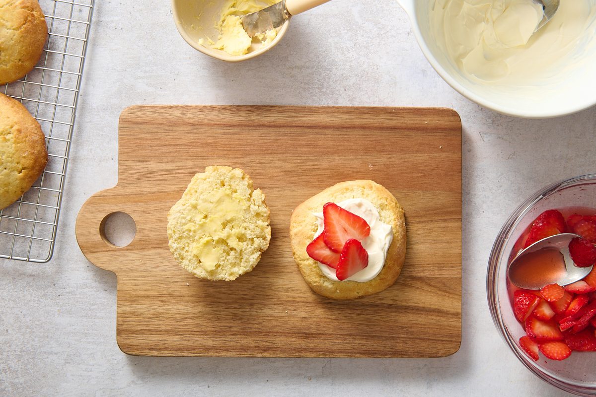 Serving the lemon strawberry shortcakes