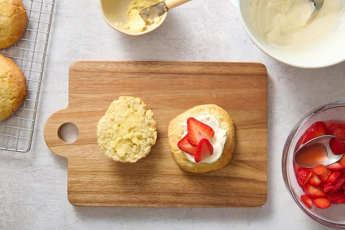 Serving the lemon strawberry shortcakes