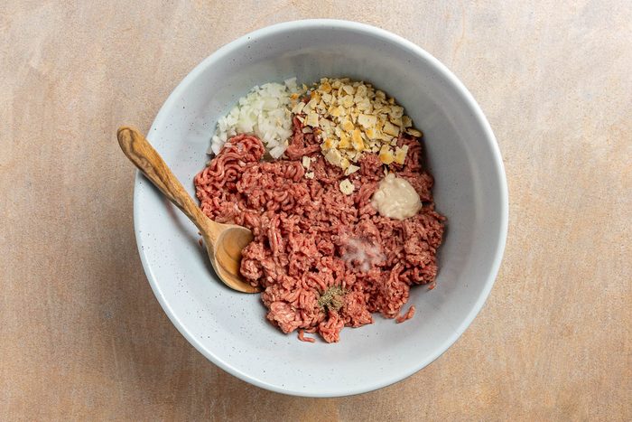 meat mixture in a large mixing bowl