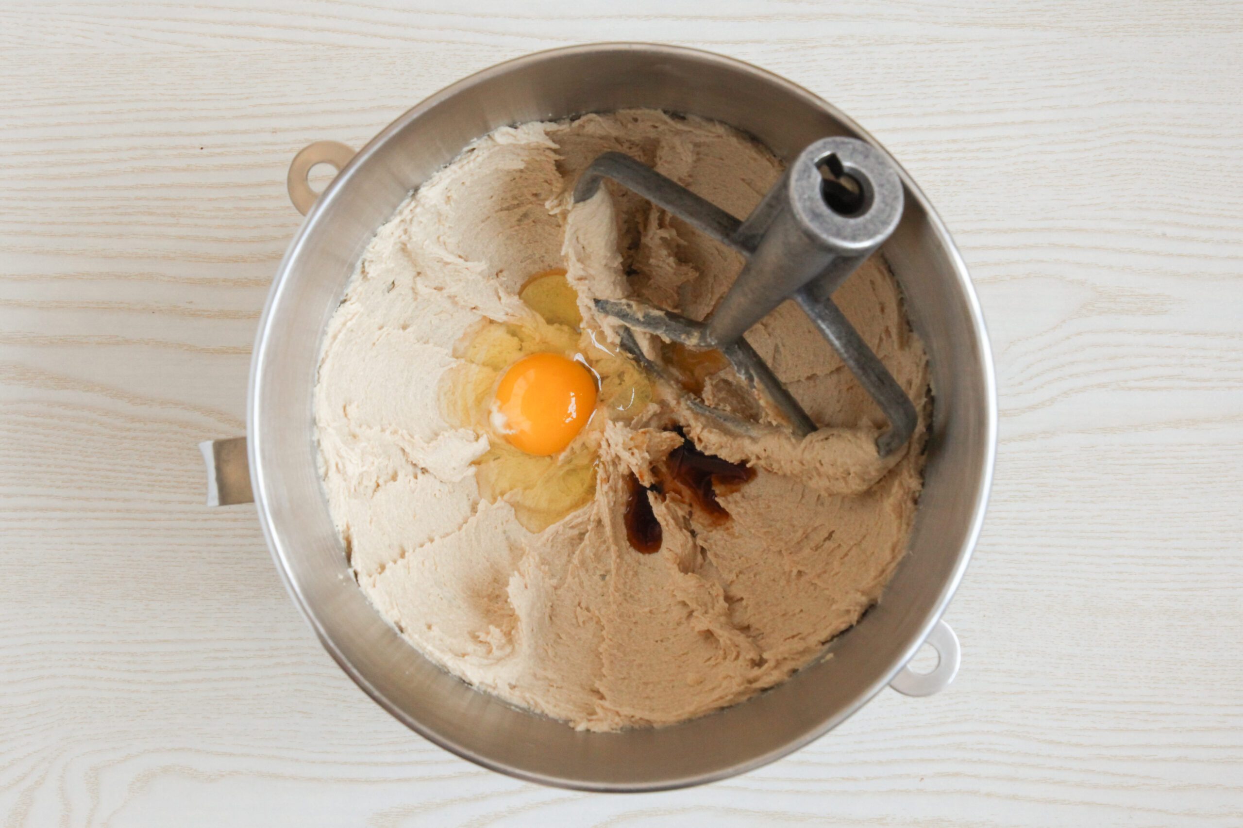 Mixing together wet ingredients for cookie dough