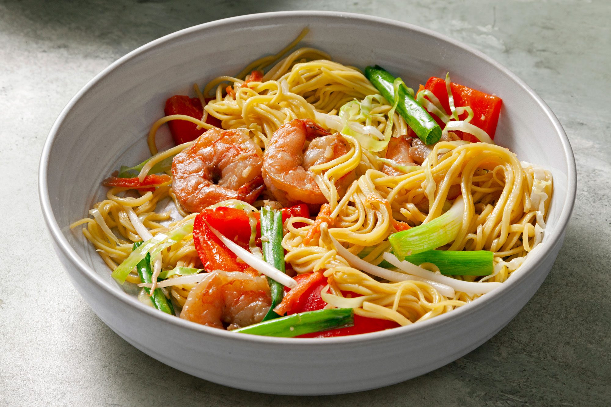 Shrimp Chow Mein served in a bowl