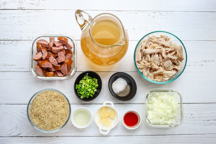 Ingredients for slow cooker chicken bog from Taste of Home.