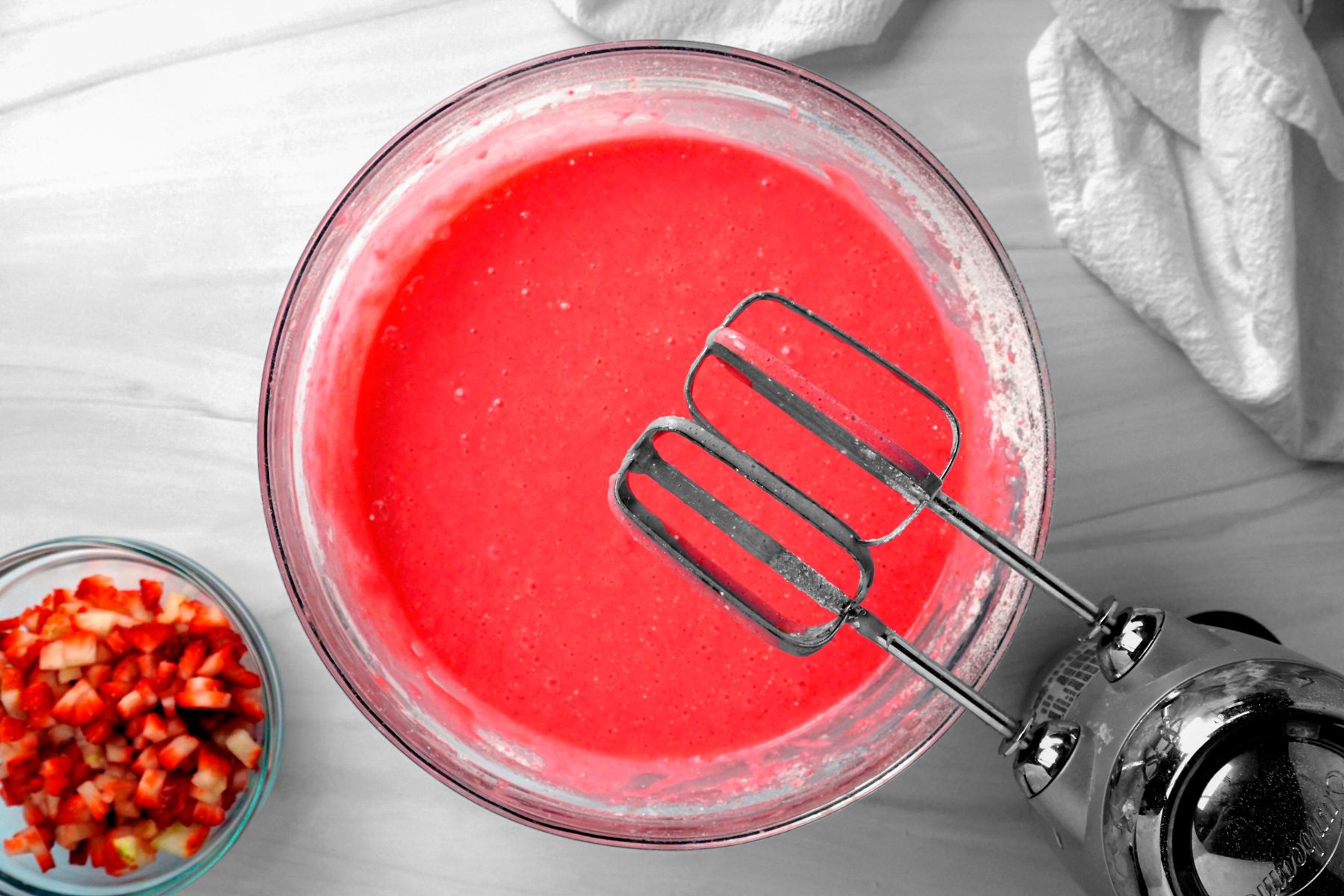 Mixing all the ingredients with the use of a blender