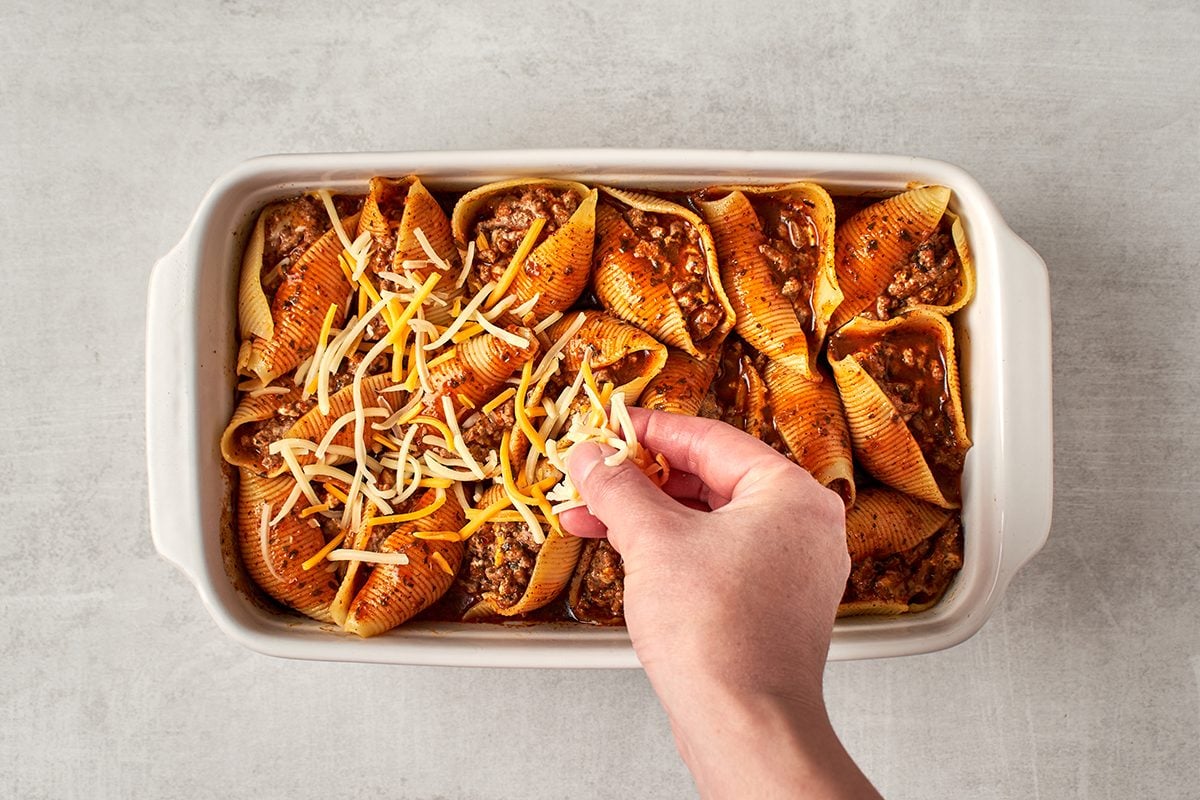 Bake and sprinkle cheese